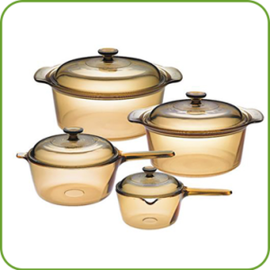 Visions Cookware, a collection of natural, non-porous, non-reactive pots